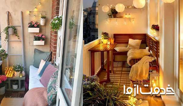 نمونه از تزیین تراس مشرف به اتاق